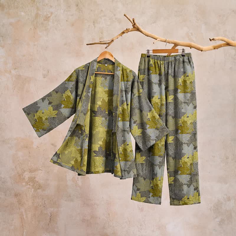 Maple Leaf Cotton Kimono Pajama Set - image 29
