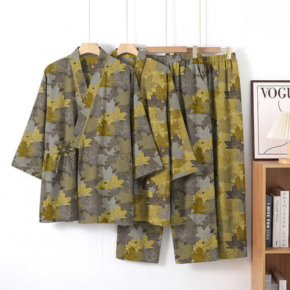 Maple Leaf Cotton Kimono Pajama Set - image 24