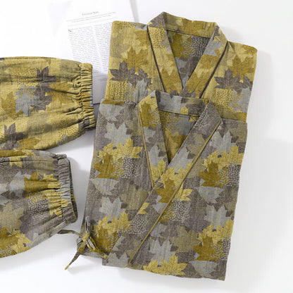 Maple Leaf Cotton Kimono Pajama Set - image 30