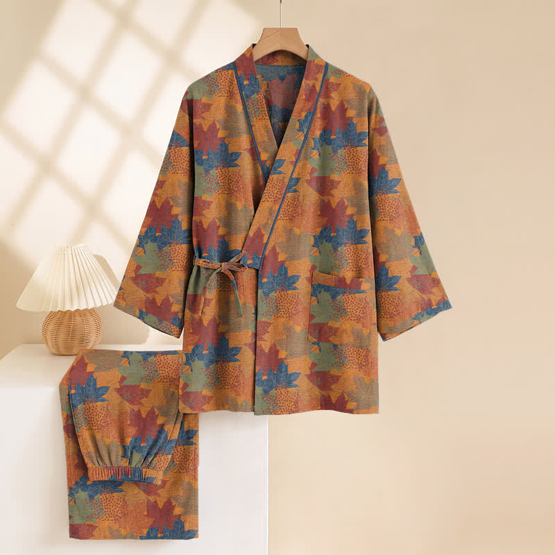 Maple Leaf Cotton Kimono Pajama Set - image 34