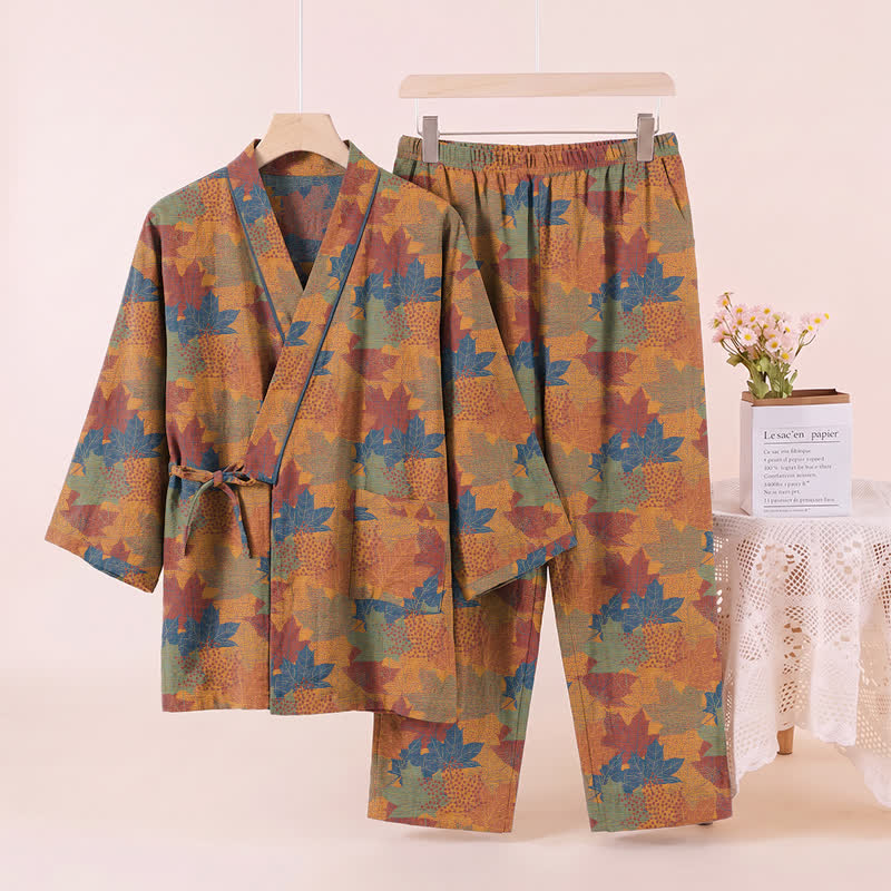 Maple Leaf Cotton Kimono Pajama Set - image 33