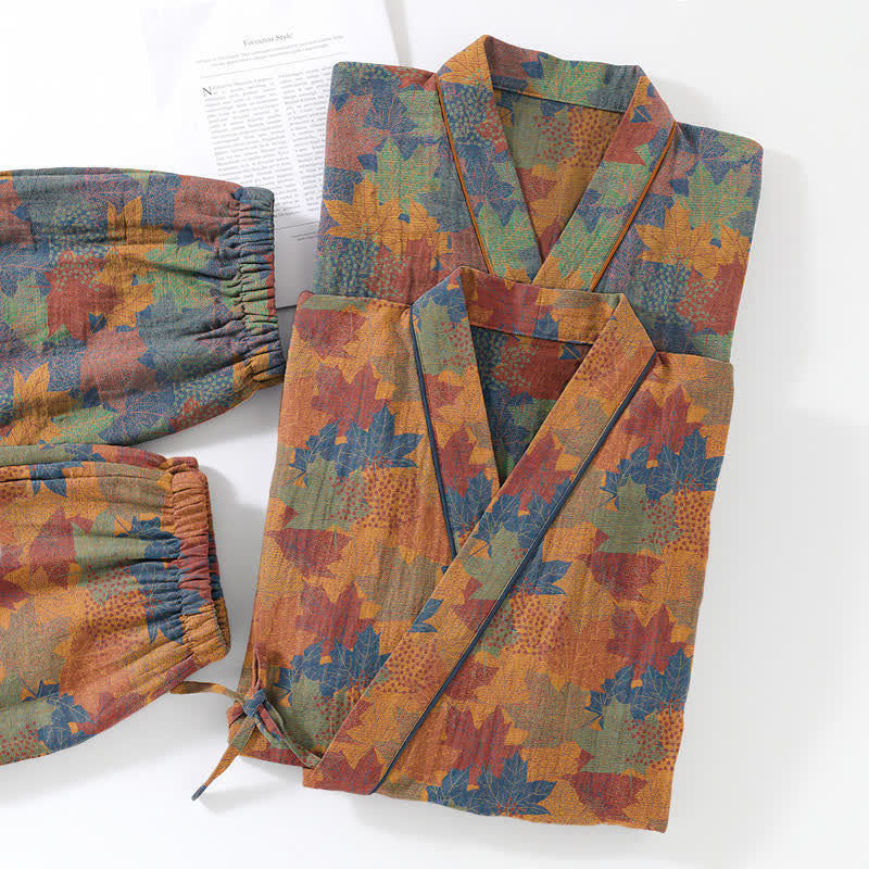 Maple Leaf Cotton Kimono Pajama Set - image 38