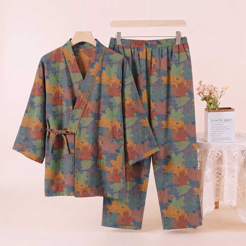 Maple Leaf Cotton Kimono Pajama Set - image 41