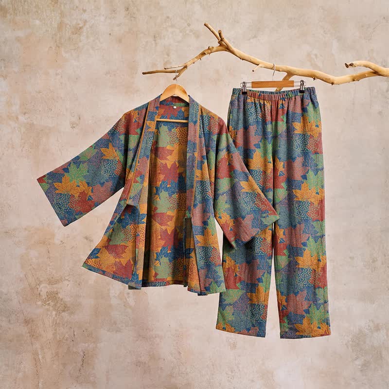 Maple Leaf Cotton Kimono Pajama Set - image 45