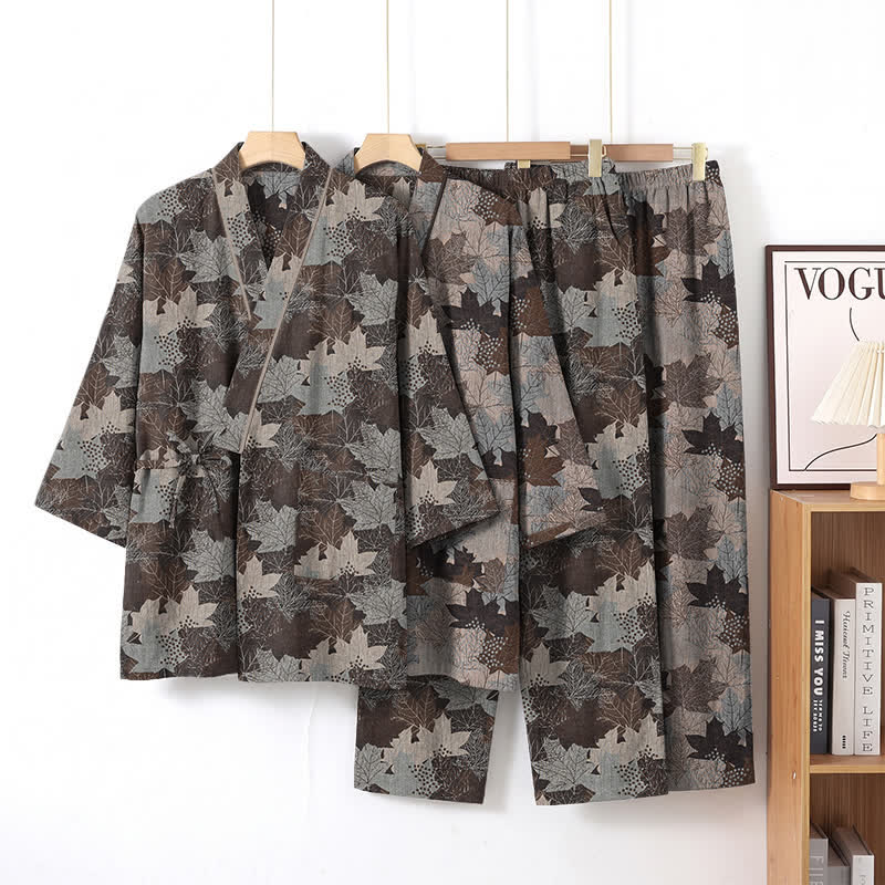 Maple Leaf Cotton Kimono Pajama Set - image 48