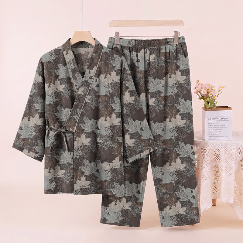 Maple Leaf Cotton Kimono Pajama Set - image 49