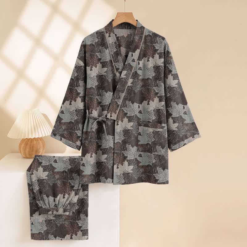 Maple Leaf Cotton Kimono Pajama Set - image 50
