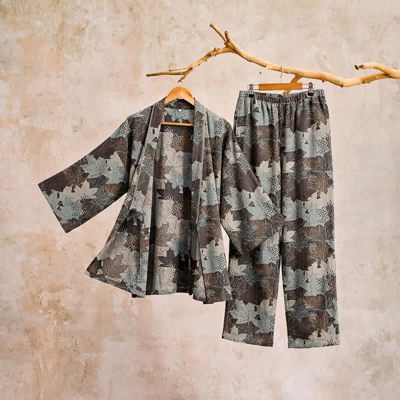 Maple Leaf Cotton Kimono Pajama Set - image 53