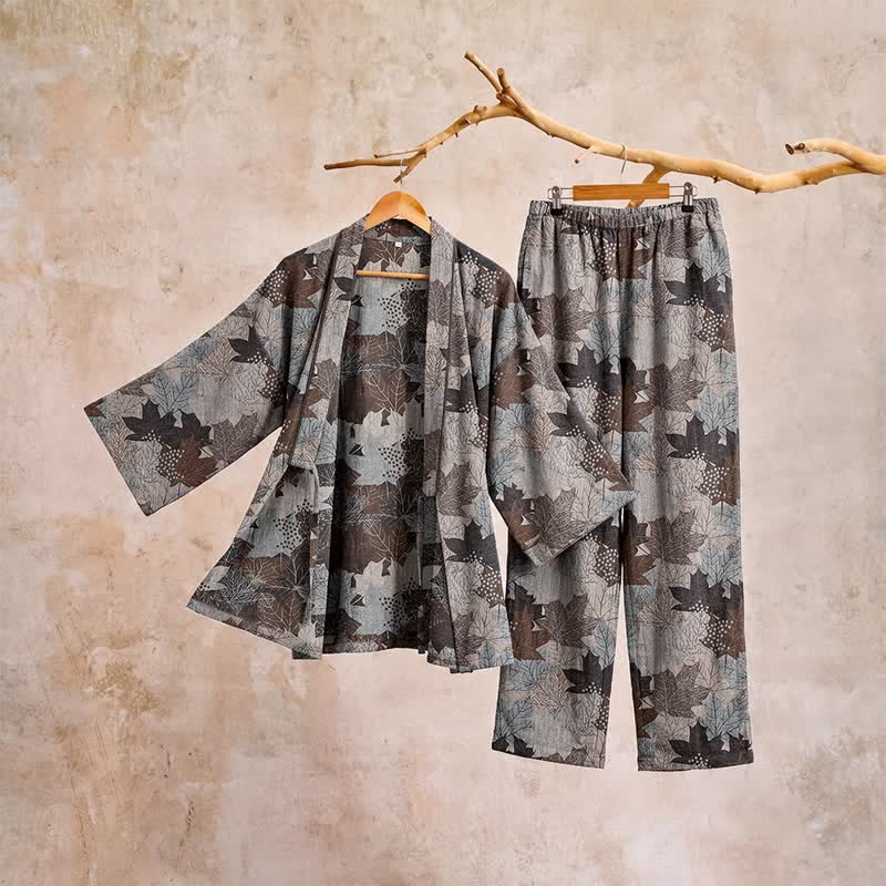 Maple Leaf Cotton Kimono Pajama Set - image 61