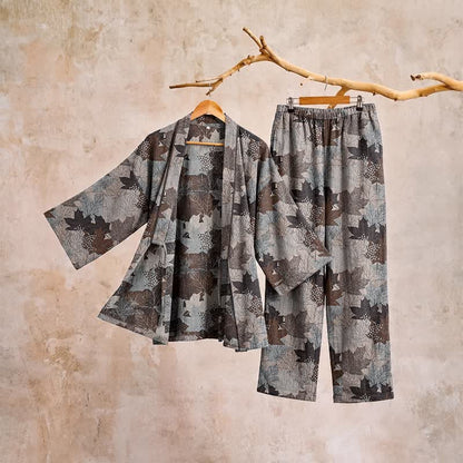 Maple Leaf Cotton Kimono Pajama Set - image 61