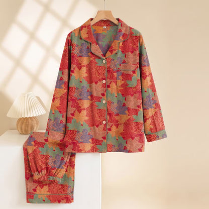 Fall Maple Leaf Cotton Loungewear Set - image 1