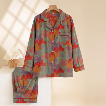 Fall Maple Leaf Cotton Loungewear Set - image 7