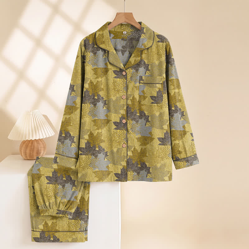 Fall Maple Leaf Cotton Loungewear Set - image 13