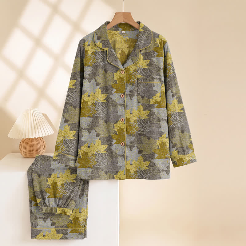 Fall Maple Leaf Cotton Loungewear Set - image 19