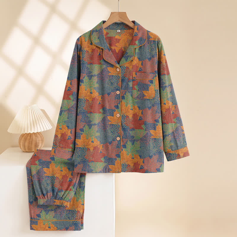 Fall Maple Leaf Cotton Loungewear Set - image 31