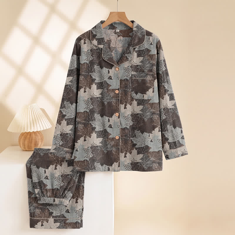 Fall Maple Leaf Cotton Loungewear Set - image 37