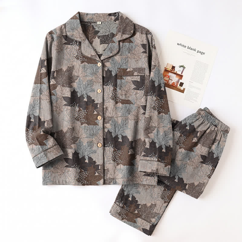 Fall Maple Leaf Cotton Loungewear Set - image 47