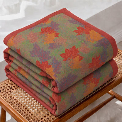 Colorful Fall Maple Leaf Cotton Blanket - image 5