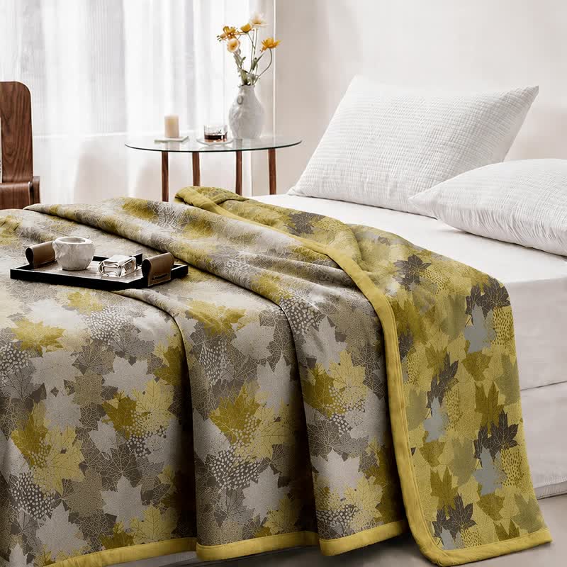 Colorful Fall Maple Leaf Cotton Blanket - image 14