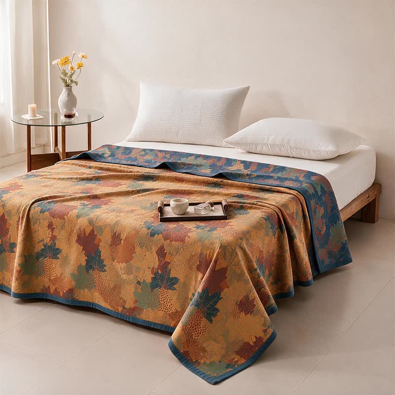 Colorful Fall Maple Leaf Cotton Blanket - image 7