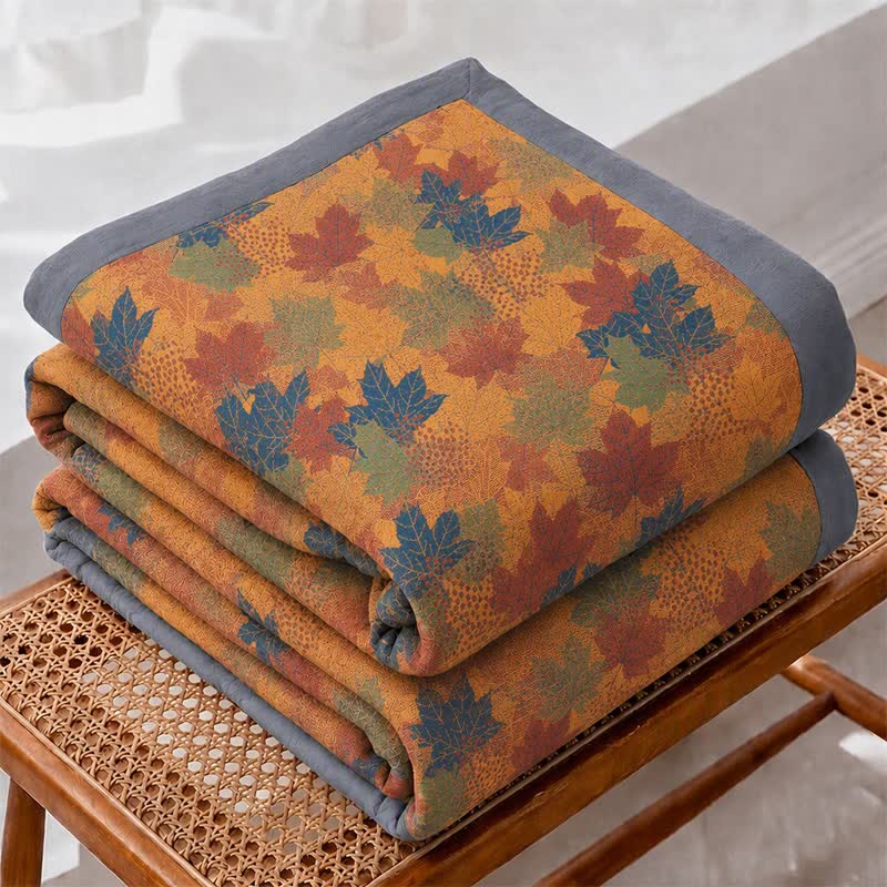 Colorful Fall Maple Leaf Cotton Blanket - image 17
