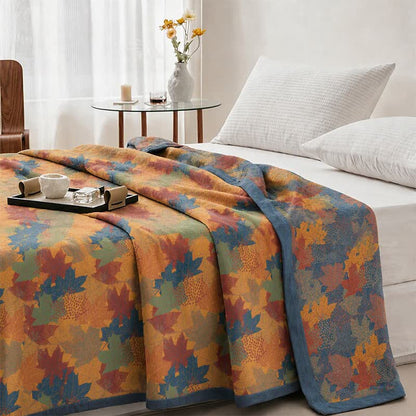 Colorful Fall Maple Leaf Cotton Blanket - image 18