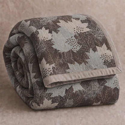 Colorful Fall Maple Leaf Cotton Blanket - Brown & Gray - Blanket - Cal King - image 24