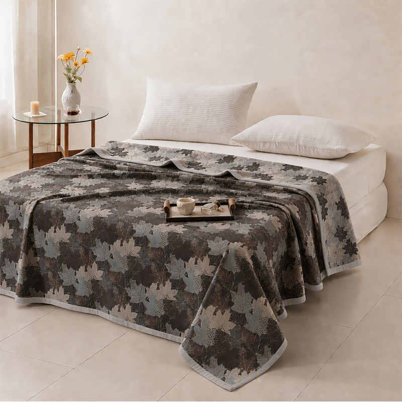 Colorful Fall Maple Leaf Cotton Blanket - image 27