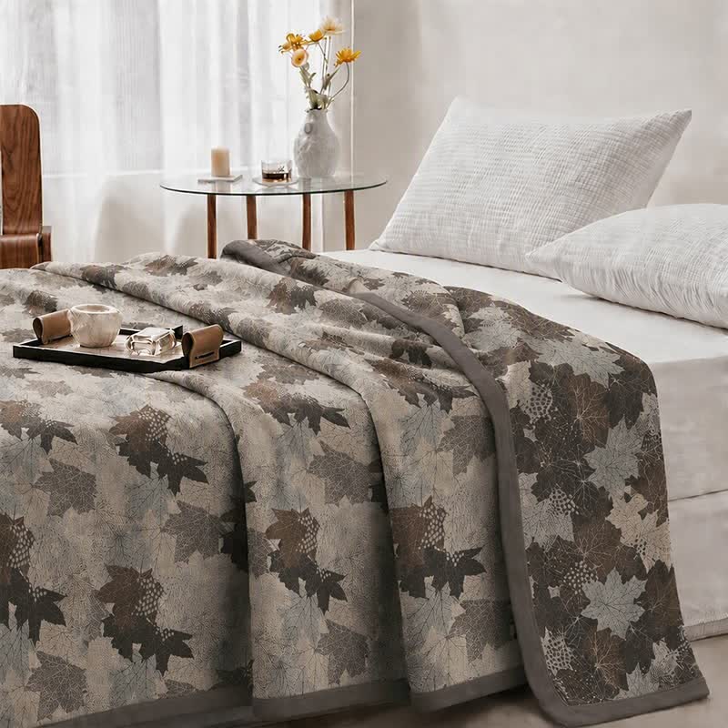 Colorful Fall Maple Leaf Cotton Blanket - image 30