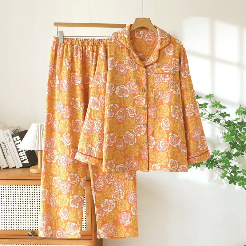 Orange Rose Cotton Sleepwear Set - Orange - XXL - image 0