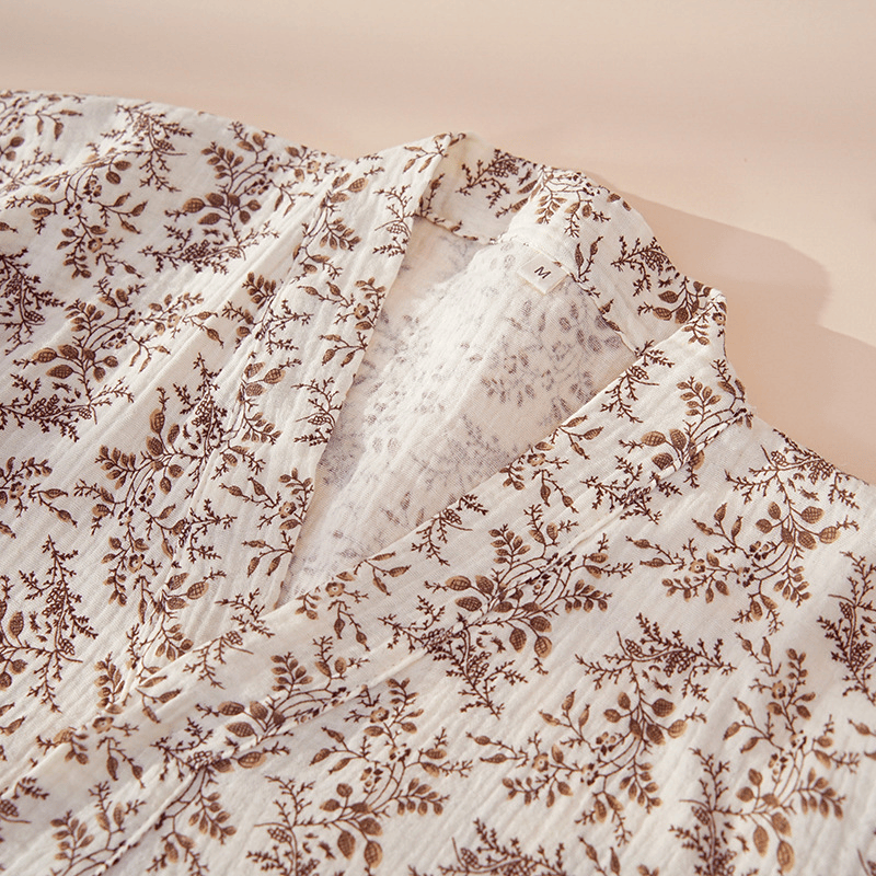 Brown Ditsy Floral Cotton Loungewear Set - image 1