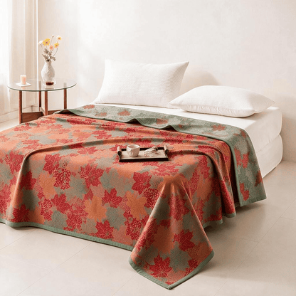 Colorful Fall Maple Leaf Cotton Blanket - image 3