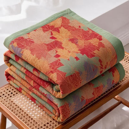 Colorful Fall Maple Leaf Cotton Blanket - image 1