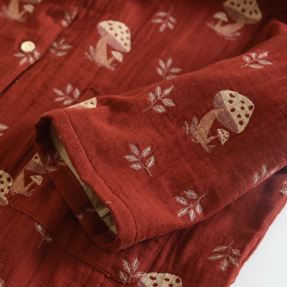 Vintage Mushroom Print Cotton Loungewear Set - image 7