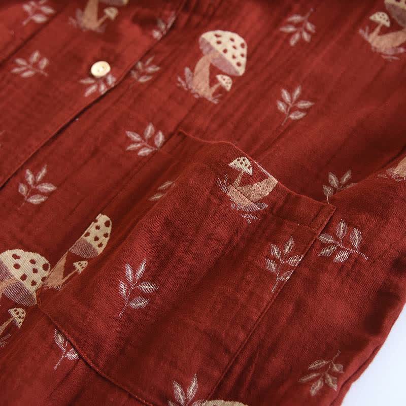 Vintage Mushroom Print Cotton Loungewear Set - image 5