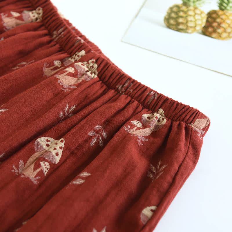 Vintage Mushroom Print Cotton Loungewear Set - image 10