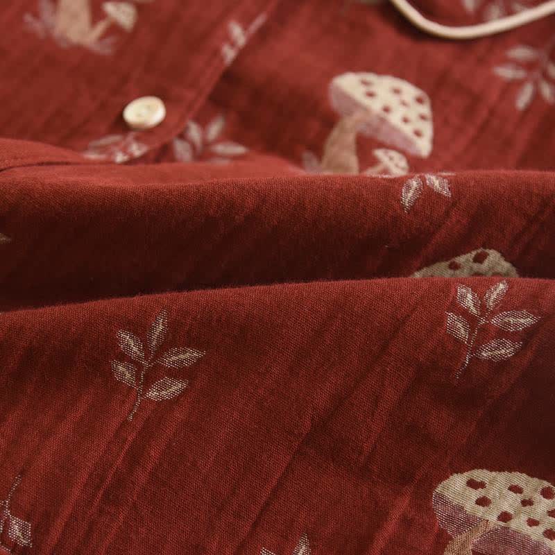 Vintage Mushroom Print Cotton Loungewear Set - image 4
