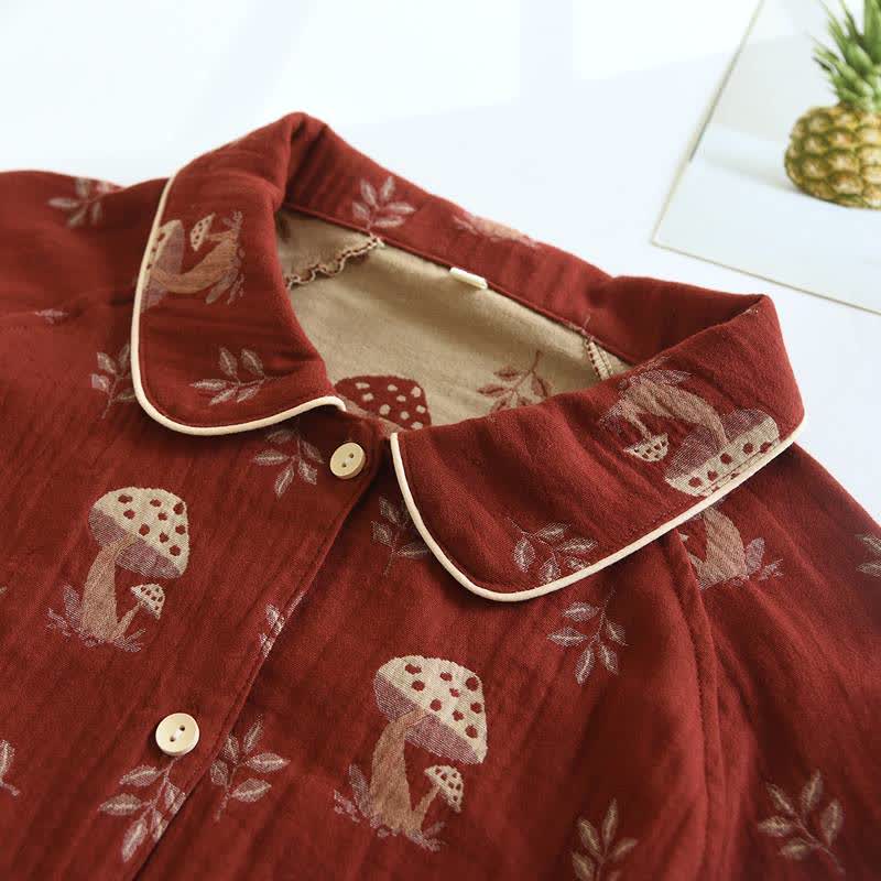 Vintage Mushroom Print Cotton Loungewear Set - image 2
