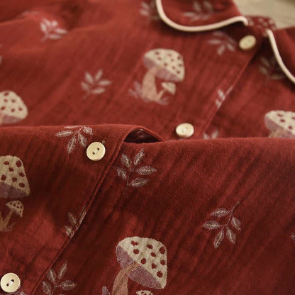 Vintage Mushroom Print Cotton Loungewear Set - image 3