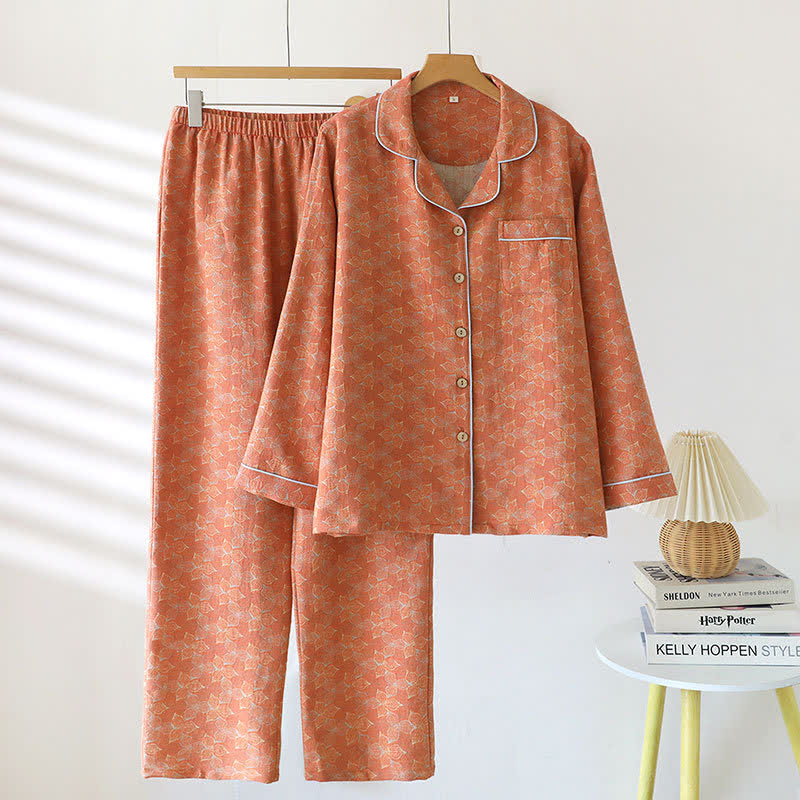 Minimal Cotton Lapel Yarn-dyed Pajama Set - image 0