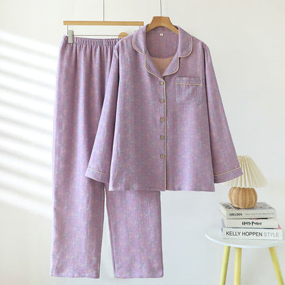 Minimal Cotton Lapel Yarn-dyed Pajama Set - image 1