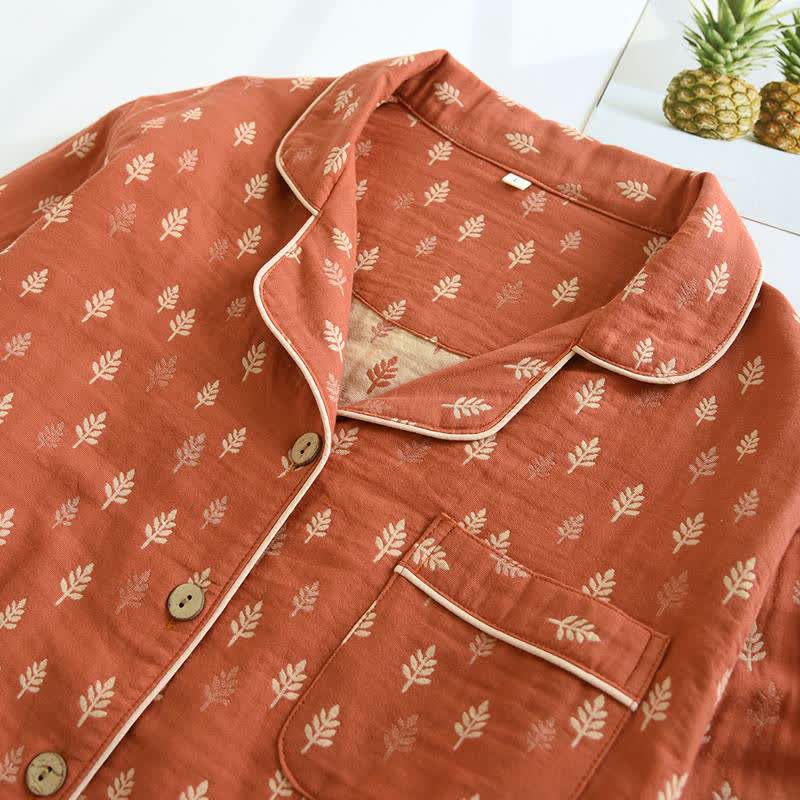 Relaxed Piped Cotton Maple Leaf Loungewear Set - image 2