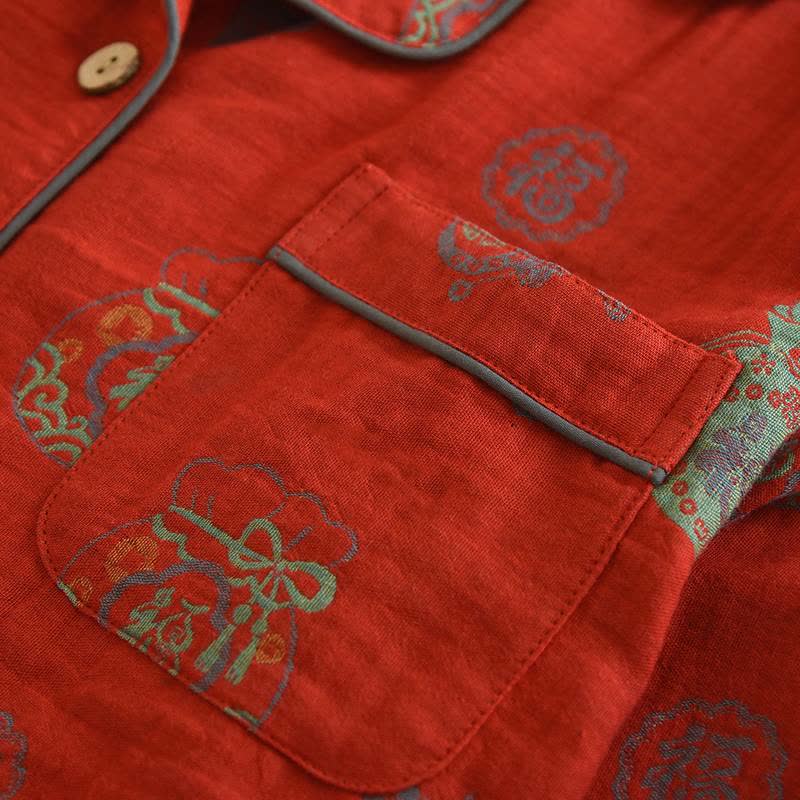 Red Cotton Fortune Pouch Loungewear Set - image 3