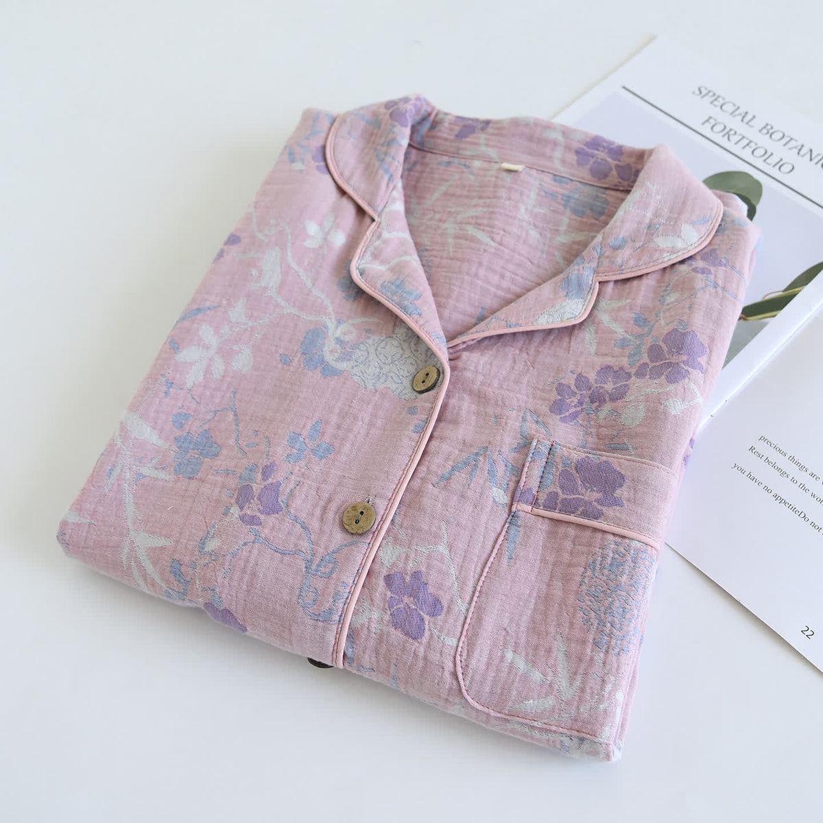 Wisteria Floral Cotton Gauze Sleep Set - image 2