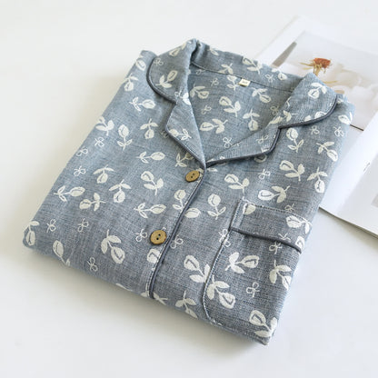 Cotton Gauze Leaf Print Pajama Set - image 1