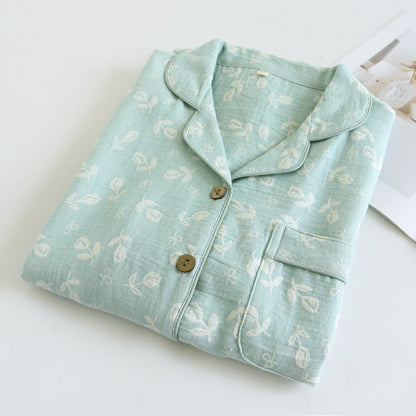 Cotton Gauze Leaf Print Pajama Set - image 3