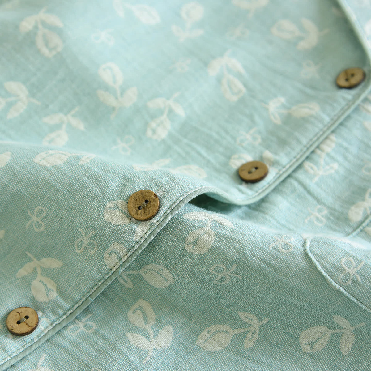 Cotton Gauze Leaf Print Pajama Set - image 4
