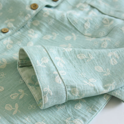 Cotton Gauze Leaf Print Pajama Set - image 8