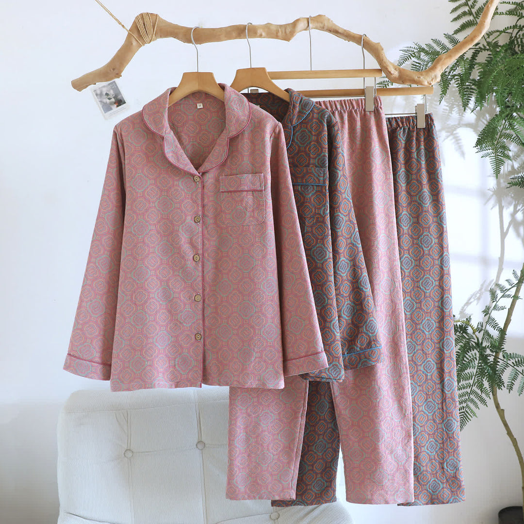 Minimal Cotton Gauze Printed Sleepwear Set - image 0