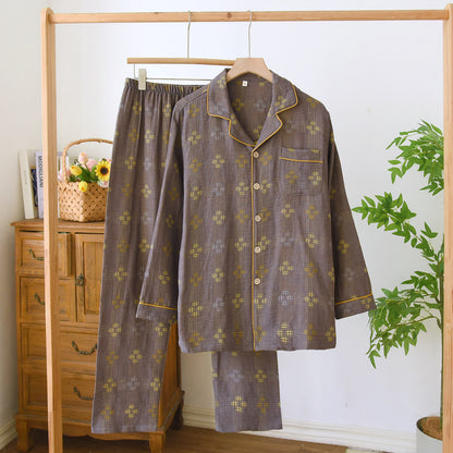 Heritage Cotton Gauze Check Pajama Set - Brown - XL - image 11